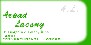 arpad lacsny business card