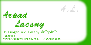 arpad lacsny business card